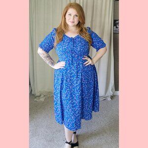 Blue Ditsy Floral Dress